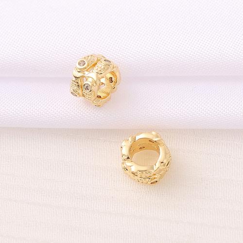 Brass Spacer Beads real gold plated DIY & micro pave cubic zirconia golden Sold By PC