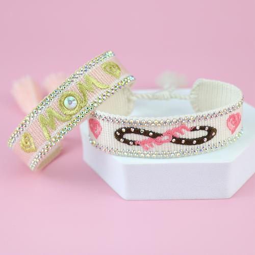 Chaîne tissée Bracelets, Fibre de polyester, modèles différents pour le choix & stamping & pour femme, plus de couleurs à choisir, Longueur 15 cm, Vendu par PC