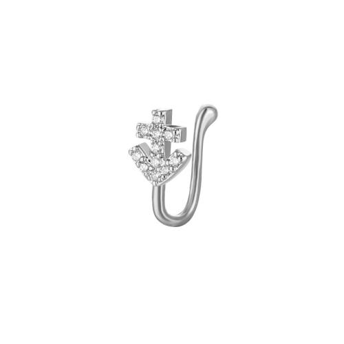 Gioielleria da Piercing naso in ottone, placcato, unisex & Micro spianare cubic zirconia, nessuno, Wire diameter 1.0-1.2, Venduto da PC