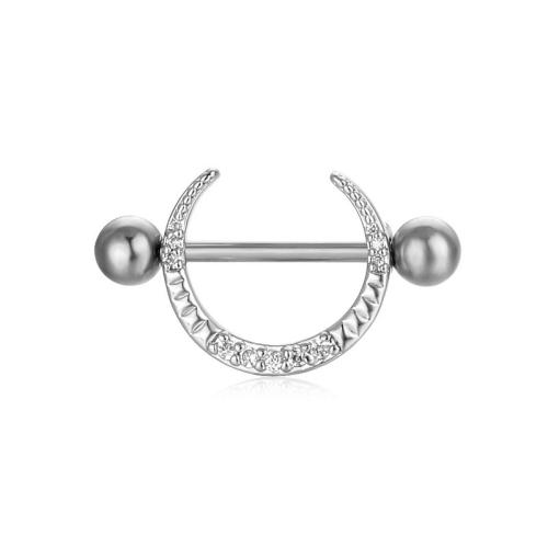 Fashion Personlighed Body Piercing Smykker Og Tilbehør, Messing, forgyldt, Unisex & Micro Pave cubic zirconia, flere farver til valg, 1.6*16*5/5, Solgt af PC