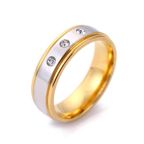 Anillo de dedo acero inoxidable del Rhinestone, acero inoxidable 316L, unisexo & diverso tamaño para la opción & diferentes estilos para la opción & con diamantes de imitación, Vendido por UD