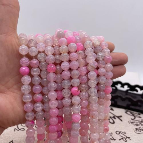 Perles agate veines de dragon naturelles, Rond, DIY & normes différentes pour le choix, rose, Vendu par Environ 38 cm brin