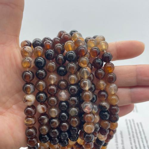 Φυσικό καφέ χάντρες Agate, Agate καφέ, Γύρος, DIY & διαφορετικό μέγεθος για την επιλογή, καφέ χρώμα, Sold Per Περίπου 38 cm Strand