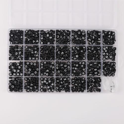 Akril nakit Beads, 28 stanice & možete DIY, crn, 225x135x18mm, Prodano By Okvir