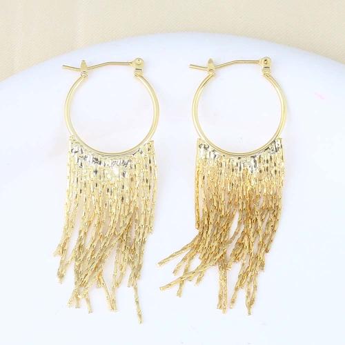 Fashion Fringe Oorbellen, Messing, gold plated, voor vrouw, nikkel, lood en cadmium vrij, 56.30x19.70x2mm, Verkocht door pair