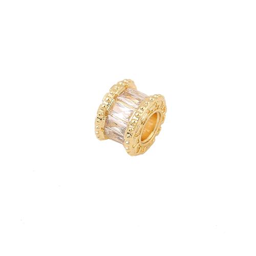 Entretoise de perles en laiton, Plaqué d'or, DIY & pavé de micro zircon, doré, 7x5mm, Trou:Environ 3.5mm, Vendu par PC