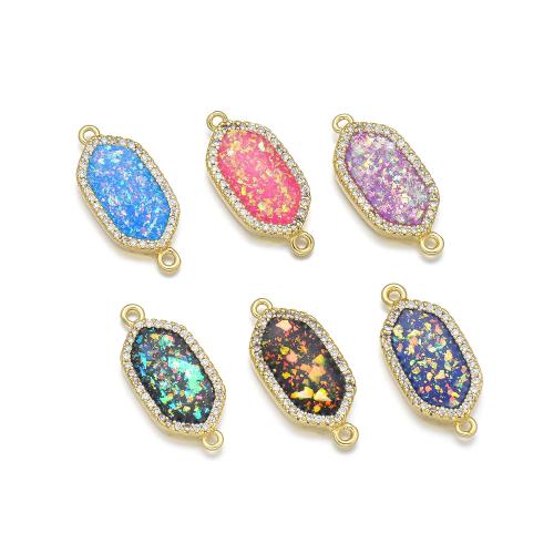 Cubic Zirconia Micro Pave Brass Connector with Opal plated DIY & micro pave cubic zirconia Sold By PC