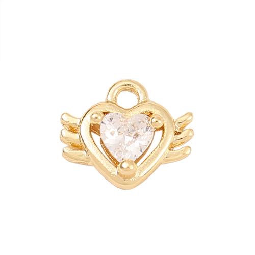 Cubic Zirconia Micro Pave Brass Pendant Heart real gold plated DIY & micro pave cubic zirconia Sold By PC