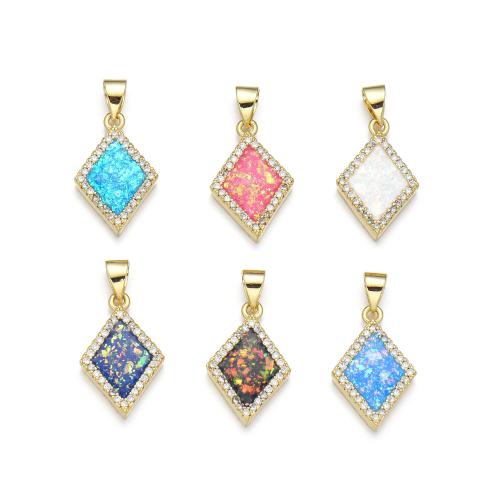 Cubic Zirconia Micro Pave Brass Pendant with Opal plated DIY & micro pave cubic zirconia Sold By PC