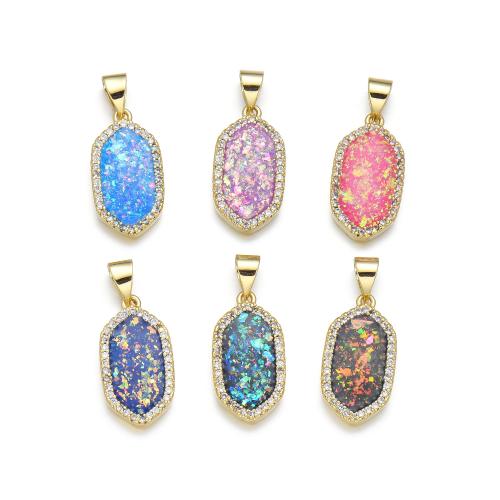 Cubic Zirconia Micro Pave Brass Pendant with Opal plated DIY & micro pave cubic zirconia Sold By PC