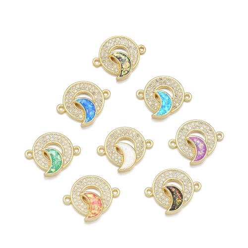 Cubic Zirconia Micro Pave Brass Connector with Opal plated DIY & micro pave cubic zirconia Sold By PC