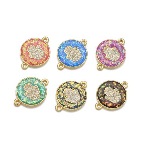 Cubic Zirconia Micro Pave Brass Connector with Opal plated DIY & micro pave cubic zirconia Sold By PC