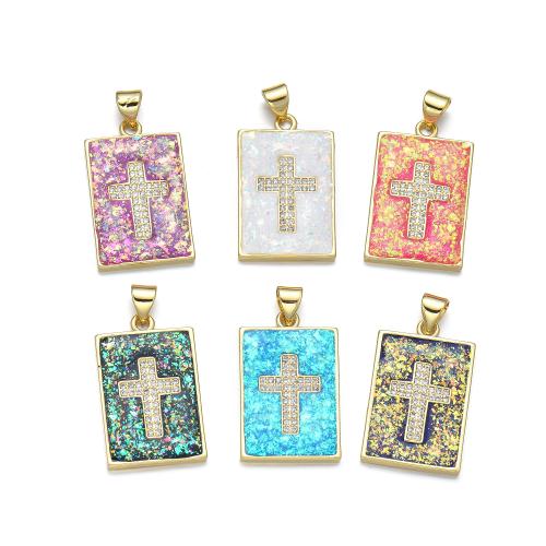 Cubic Zirconia Micro Pave Brass Pendant with Opal plated DIY & micro pave cubic zirconia Sold By PC