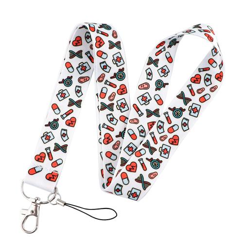 Cell Phone Lanyard, Polyester, met Wax & Zinc Alloy, multifunctioneel & uniseks, wit, Verkocht door PC