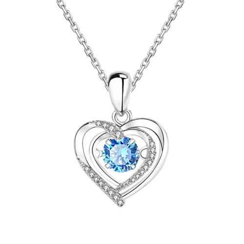 Kubieke Zircon Micro effenen Sterling zilveren ketting, 925 Sterling Zilver, plated, micro pave zirconia & voor vrouw, meer kleuren voor de keuze, Lengte Ca 21-50 cm, Verkocht door PC