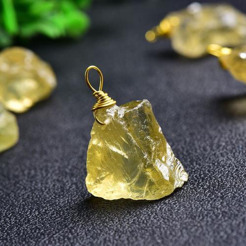 Pendentifs quartz naturel, perles de citrine, avec laiton, DIY & pour femme, Jaune, 2-3cm, Vendu par PC