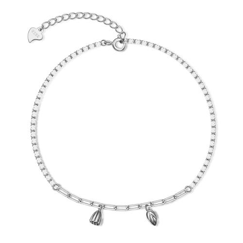 Fashion Sterling Silver Anklet 925 Sterling Silver with 4cm extender chain fashion jewelry & for woman Length Approx 21.5 cm Sold By PC