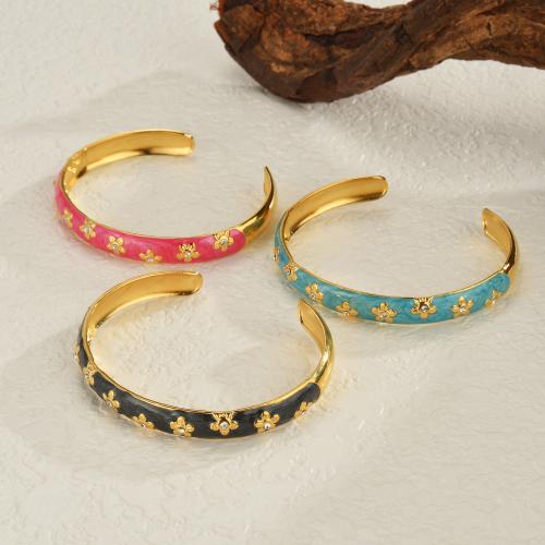 Bracelet en acier inoxydable, Acier inoxydable 304, pour femme & émail & avec strass, plus de couleurs à choisir, 9mm, Diamètre intérieur:Environ 60mm, Vendu par PC