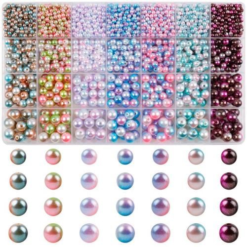 Perles en plastique, Rond, dégradé de couleur & 28 cellules & DIY, couleurs mélangées, 230x135x20mm, Vendu par boîte