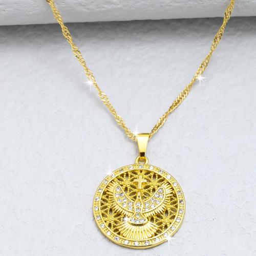 Cubic Zircon Micro Pave Brass Necklace gold color plated fashion jewelry & micro pave cubic zirconia & for woman nickel lead & cadmium free Length Approx 44 cm Sold By PC