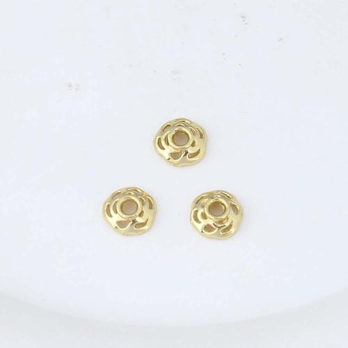 Mässing Bead Cap, Blomma, guldfärg pläterade, DIY, nickel, bly och kadmium gratis, 7.10x7.10x2.50mm, Säljs av PC