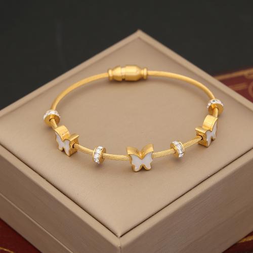 Roestvrij staal armbanden, 304 roestvrij staal, met Cubic Zirconia, mode sieraden & verschillende stijlen voor de keuze & voor vrouw, goud, Lengte 20 cm, Verkocht door PC