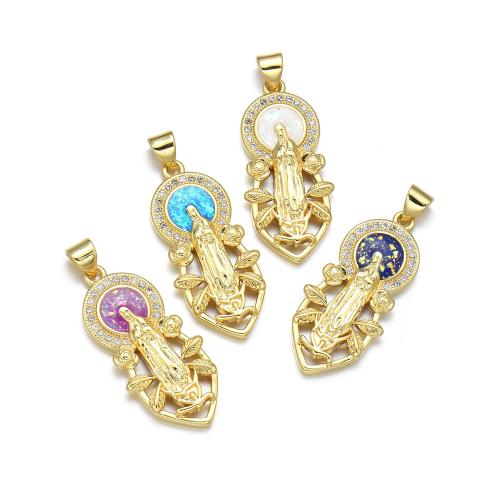 Cubic Zirconia Micro Pave Brass Pendant with Opal plated DIY & micro pave cubic zirconia Sold By PC