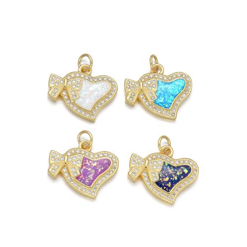 Cubic Zirconia Micro Pave Brass Pendant with Opal plated DIY & micro pave cubic zirconia Sold By PC