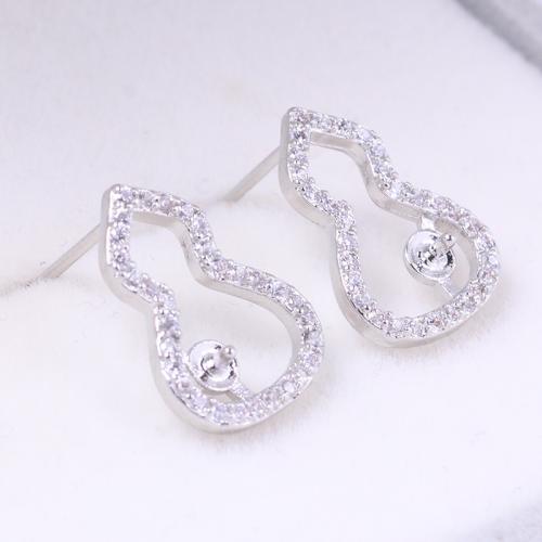 Affissi per orecchino in ottone , placcato oro vero, DIY & Micro spianare cubic zirconia, nessuno, 15x13mm, Venduto da coppia