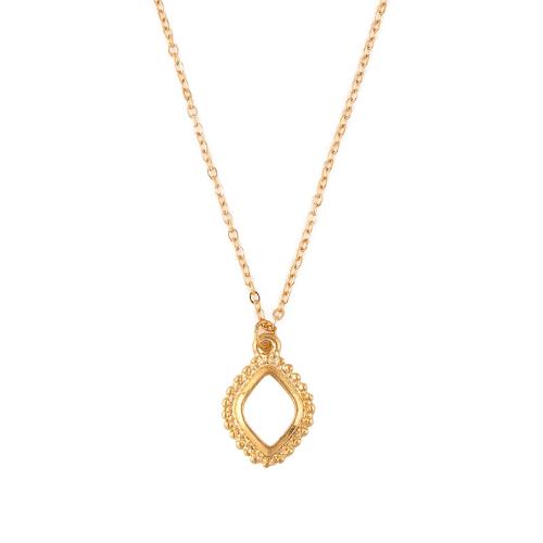 lega in zinco collana, with ottone & ferro, with 2.75inch extender chain, Rhombus, placcato color oro, per la donna & cavo, Lunghezza Appross. 16.93 pollice, Venduto da PC