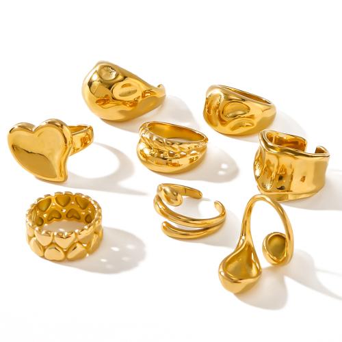 304 roestvrij staal Finger Ring, gold plated, verschillende stijlen voor de keuze & voor vrouw, Maat:7, Verkocht door PC