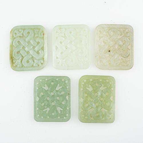 Pendentifs en jade, jade de nouvelle montagne, envoyé au hasard & DIY & mélangé & creux, 53x43x6mm, 5PC/lot, Vendu par lot