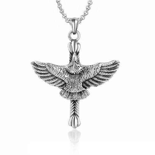 Cruach dhosmálta pendants Ainmhithe, 304 Cruach dhosmálta, Eagle, snasta, jewelry faisin & unisex, 22.20x33.60mm, Díolta De réir PC