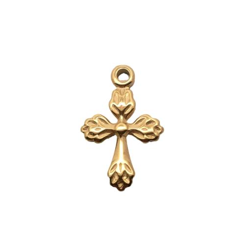 Nerezová ocel Cross Přívěsky, Nerezová ocel 316, Kříž, DIY, zlatý, 25.50x17.50mm, Prodáno By PC