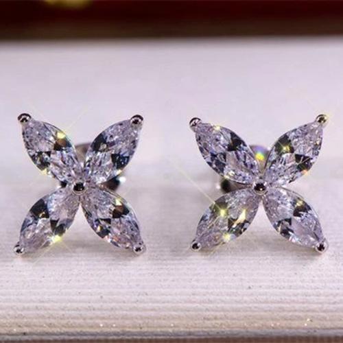 Boucles d'oreilles en laiton zircon cubique pavent, bijoux de mode & pavé de micro zircon & pour femme, 9mm, Vendu par paire