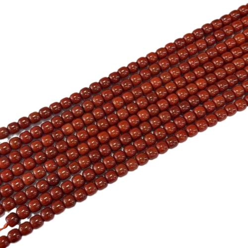 Prirodni Red ahat perle, Yunnan Red Agate, Drum, možete DIY, crven, 7.50x6.50mm, Približno 48računala/Strand, Prodano By Strand