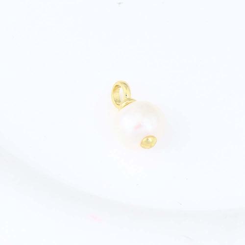 Messing hangers, met Plastic Pearl, gold plated, DIY, nikkel, lood en cadmium vrij, 16x9.50x9.10mm, Verkocht door PC