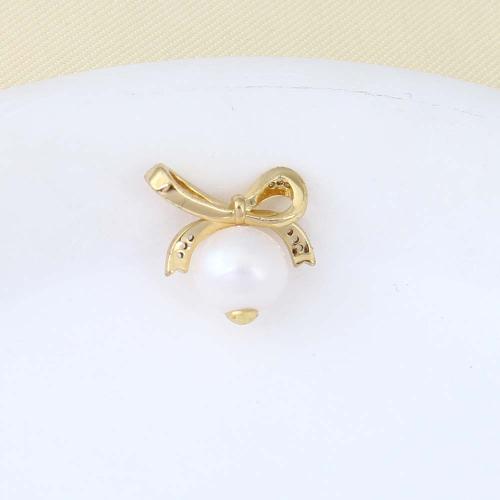 Brass Jewelry Pendants with Plastic Pearl gold color plated DIY nickel lead & cadmium free Sold By PC