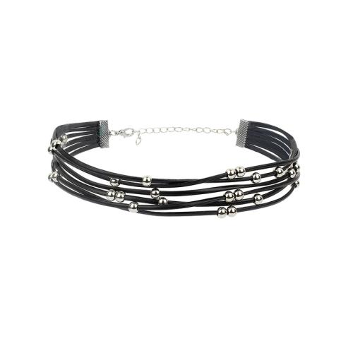 Collana del collare, PU, with 7cm extender chain, gioielli di moda & multistrato & per la donna, nero, Lunghezza 29.5 cm, Venduto da PC