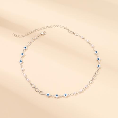 Zinc Alloy Jewelry Necklace with Resin Pearl & Plastic Pearl with 10cm extender chain handmade fashion jewelry & for woman Length 32 cm Sold By PC