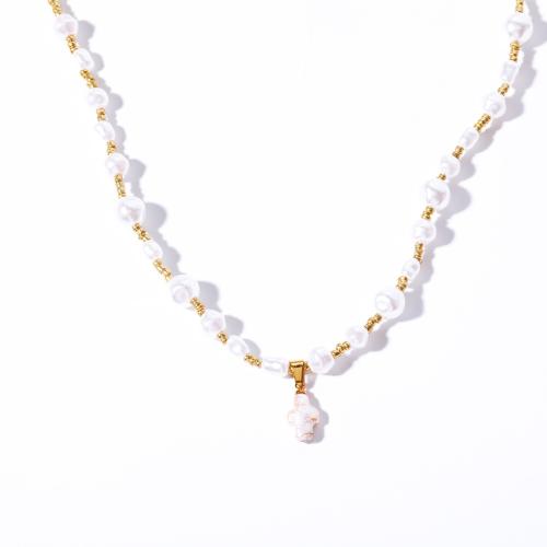 Kunststof parel ketting, Messing, met Plastic Pearl, met 5cm extender keten, mode sieraden & voor vrouw, meer kleuren voor de keuze, Lengte 38 cm, Verkocht door PC