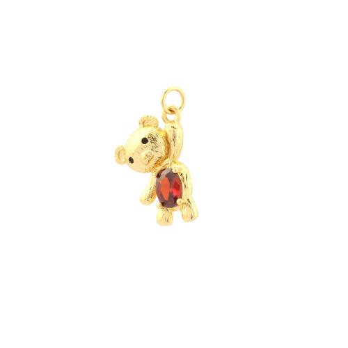 Cubic Zirconia Micro Pave bronze Pingente, cobre, Urso, banhado, DIY & micro pavimento em zircônia cúbica, dourado, vendido por PC