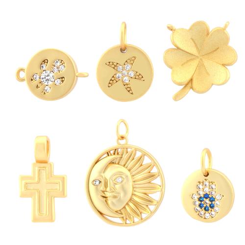 Cubic Zirconia Micro Pave Brass Pendant plated DIY & micro pave cubic zirconia golden Sold By PC