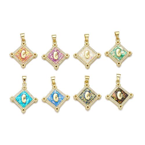 Cubic Zirconia Micro Pave Brass Pendant with Opal plated DIY & micro pave cubic zirconia Sold By PC