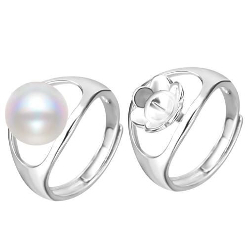 Sterling Silver Κοσμήματα δάχτυλο του δακτυλίου, 925 Sterling Silver, με Shell Pearl, διαφορετικά στυλ για την επιλογή, το χρώμα της πλατίνας, Sold Με PC