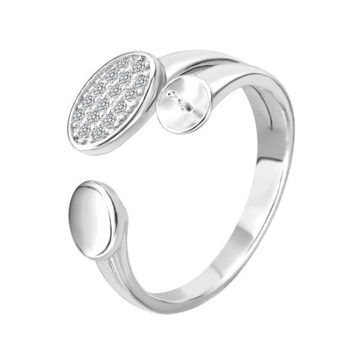 Cubic Zirconia Micro bane Sterling sølv ringe, 925 Sterling Sølv, med Ferskvandsperle, forskellige stilarter for valg & Micro Pave cubic zirconia, platin farve, Solgt af PC