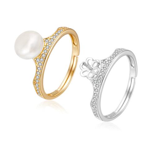 Cubic Zirconia Micro Pave 925 Sterling Silver Rings with Freshwater Pearl & micro pave cubic zirconia Sold By PC