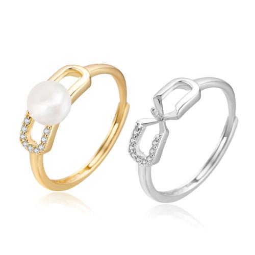 Zircon cubique Micro Pave Sterling Silver Rings, argent sterling 925, avec perle d'eau douce cultivée, styles différents pour le choix & pavé de micro zircon, plus de couleurs à choisir, Vendu par PC