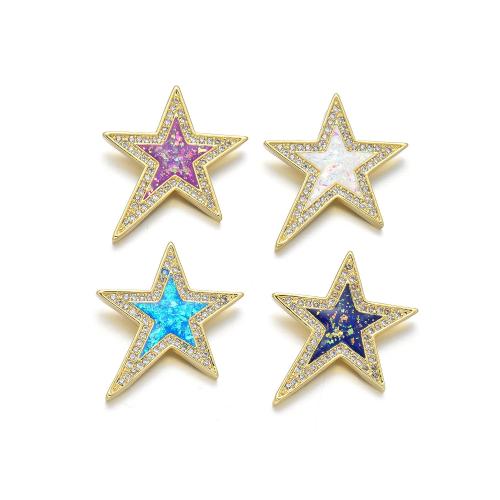 Cubic Zirconia Micro Pave Brass Pendant with Opal Star plated DIY & micro pave cubic zirconia Sold By PC