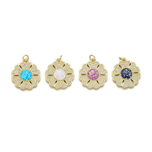 Cubic Zirconia Micro Pave Brass Pendant with Opal plated DIY & micro pave cubic zirconia Sold By PC